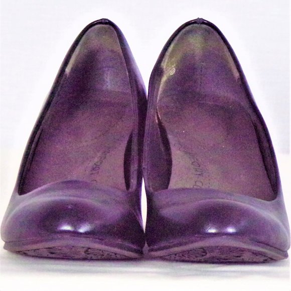 COMFORT CUSHION 6.5M black wedge-heel pumps cushioned insoles - Picture 5 of 8